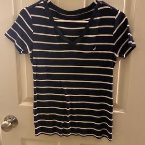 Nautical tshirt size small navy and off white stripe